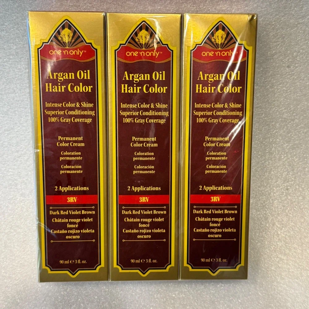One 'n Only Argan Oil Permanent Hair‎ Color 3RV Dark Red Violet Brown 3oz 3-Pack